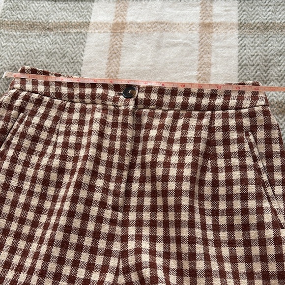 Sezane brown gingham/ecru Martin crop trousers size 40/8 - Picture 10 of 11